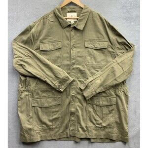 Mutual Weave Jacket Men’s Green Buttons Pockets Adjustable Waist 4XLT Military